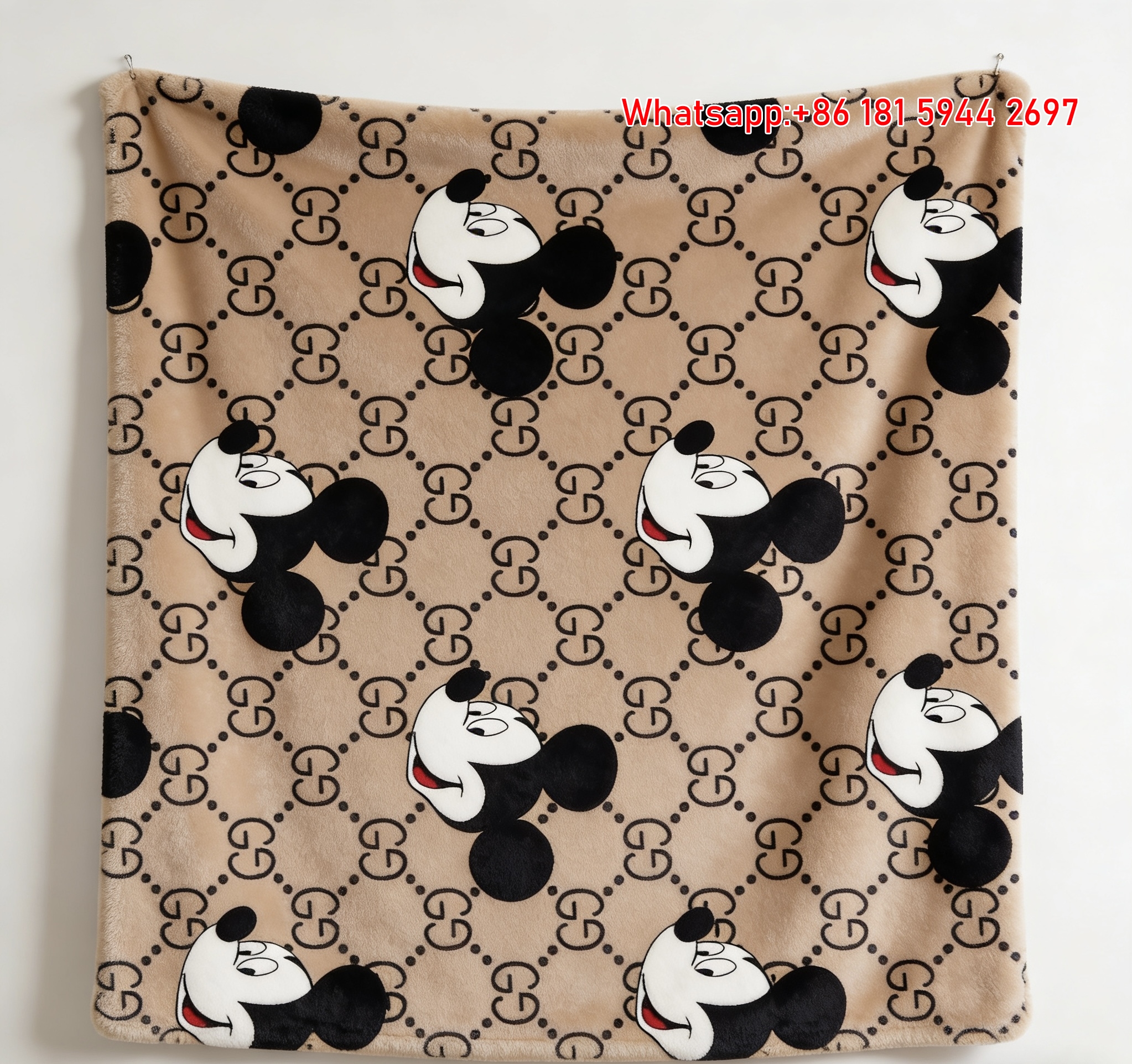 Gucci Mickey Mouse GG Monogram Flannel Blanket Wall Hanging throw blanket IMG_2422